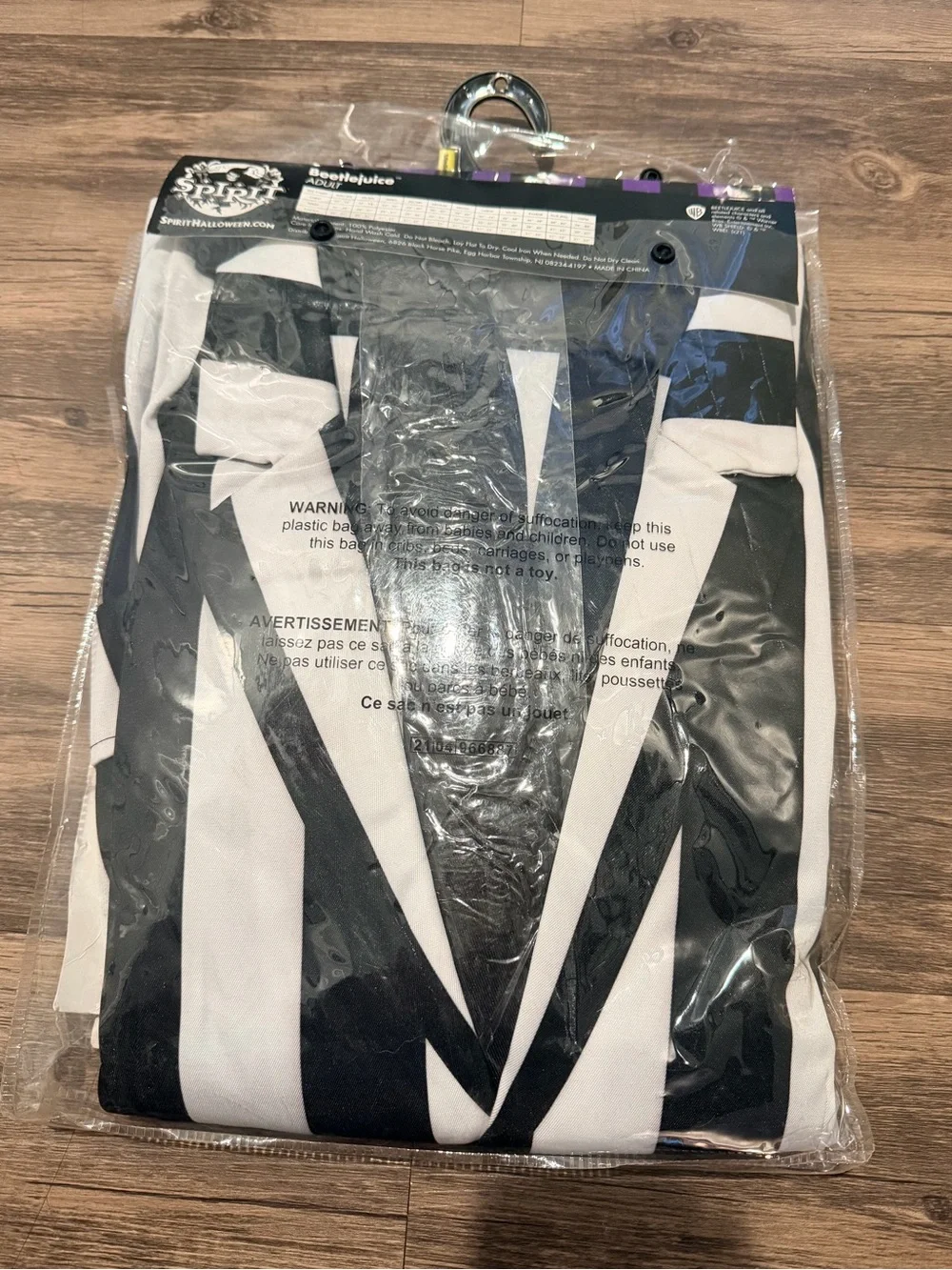Beetlejuice Striped Costume Jacket, Pants, & Tie- Black & White - Picture 2 of 3